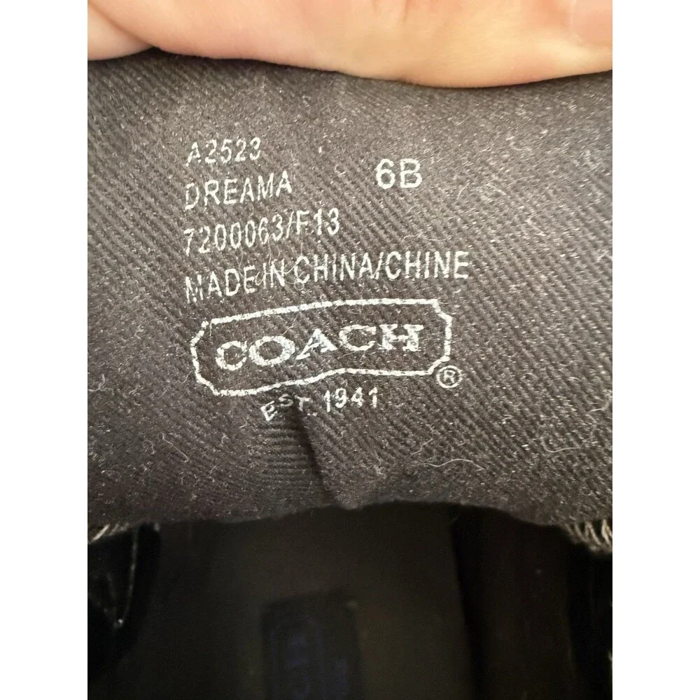 Coach Dreama Sneakers Suede Strap Wedges Size 6B Blue/Black/Tan - Picture 6 of 9